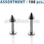 blk04c bulk of 1 6mm 316l steel labrets with 4mm cone