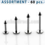 blk04e bulk of 316l steel 1 0mm labrets with 2mm cone