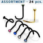 blk115 black gold anodized 316l steel nose screw w crystal top