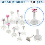 blk117 bio flex labret with silver top with 3mm prong cz