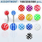 blk135 316l steel belly banana w 5 8 mm acrylic checkered ball