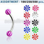 blk144 316l steel eyebrow banana w 3mm acrylic checkered ball