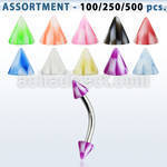 blk149 316l steel eyebrow banana with 3mm acrylic checkered ball