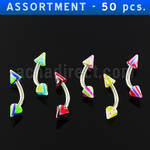 blk150 316l steel eyebrow banana with 3mm acrylic wave cone