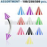 blk151 316l steel eyebrow banana w 3mm acrylic beach ball cone