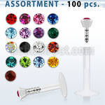 blk156 bio flex labret with a push in 2 5mm flat crystal head