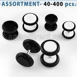 blk164 black white acrylic fake plugs with rubber o ring
