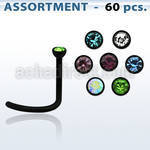 blk176 anodized 316l steel nose screw w colored crystal top