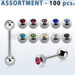 blk17 316l steel tongue barbell w 6mm bezel jewel steel ball