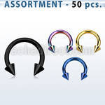 blk187 bulk of anodized 316l steel circular barbells w 5mm cone