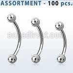 blk18a bulk of 316l steel eyebrow bananas with 3mm balls