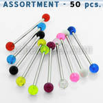 blk202 316l industrial barbell with a 5mm acrylic uv ball