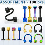 blk209 bulk of anodized 316l steel body jewelry with dices