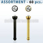 blk231 anodized 316l nose screw with colored crystal top