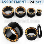 blk237 black acrylic flesh tunnel plug with leopard fur logo