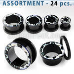 blk238 black acrylic flesh tunnel plug with snow leopard logo