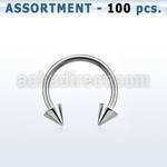 blk23a 316l steel eyebrow circular barbell with 3mm cones