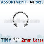 blk23c 316l steel eyebrow circular barbell with 2mm cones
