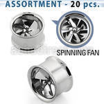 blk252 double flared steel flesh tunnels with inner fan blade