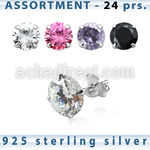 blk258m sterling silver earring stud with 5 8mm round cz