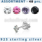 blk258s sterling silver earring stud with 2 4mm round cz
