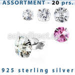 blk262m silver earring stud with round checkered cut cz