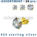 blk266m 18k gold plated silver ear stud with round cz