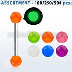 blk268 316l tongue barbell with a 5mm glow in the dark ball