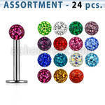 blk282 316l labret with 3mm ferido crystal ball w resin