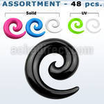 blk286 bulk of 2mm to 10mm acrylic spiral coil tapers