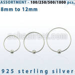 blk290 bulk of silver nose hoops with ball w diameter 8 12mm