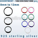blk293 bulk of color plated sterling silver endless nose hoops