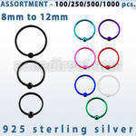 blk294 bulk of color plated sterling silver nose hoop with ball