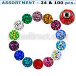 blk315 4mm multi crystal ball with 1 2mm thread with resin