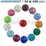 blk317 5mm multi crystal balls with threading and resin cover