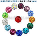 blk318 6mm multi crystal balls with threading and resin cover