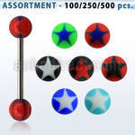 blk325 316l tongue barbell w 6mm acrylic ball w star