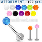 blk32 bulk of 316l steel labrets with 4mm acrylic uv balls