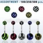 blk336 316l steel belly banana w 5 8mm acrylic checkered ball