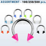 blk351 316l steel circular barbell with 3mm acrylic uv cone