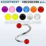blk352 316l steel eyebrow spiral with 3mm acrylic uv ball