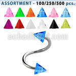 blk353 316l steel eyebrow spiral with 3mm acrylic uv cone
