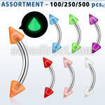 blk360 316l steel eyebrow banana with 3mm glow in the dark cone