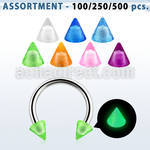 blk362 316l steel circular barbell w 3mm acrylic luminous cone