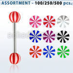 blk366 316l steel tongue barbell with 6mm acrylic beach ball