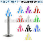 blk372 bulk of 316l steel labret with 3mm uv beach cone