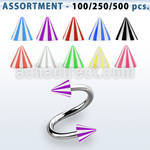 blk376 316l steel eyebrow spiral with 3mm acrylic beach cone