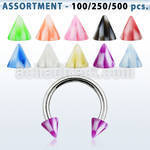 blk384 316l steel circular barbell w 3mm acrylic checkered cone