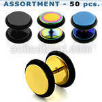 blk390 anodized 316l steel fake plugs with colored o ring