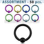 blk392 top pvd plated 316l ball closure ring with 3mm ball